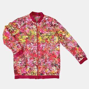 T.Tahari Jacket Size M Lace Floral Women's‎ Zipper up Sheer